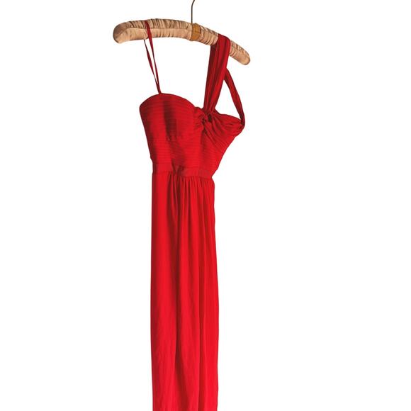BCBGMAXAZRIA Jamille One-Shoulder Chiffon Evening Gown Red Berry 0 Formal Event - Picture 4 of 10